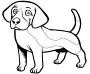 Coloriage chien beagle souriant