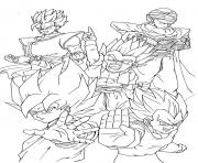 Coloriage goku vegeta piccolo gohan yamcha dragon ball