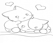 Coloriage kawaii kittens