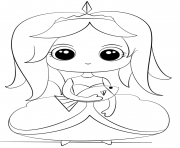 Coloriage princess with fish kawaii