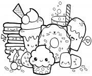 Coloriage kawaii food