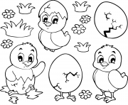 Coloriage poussins et oeufs paques maternelle