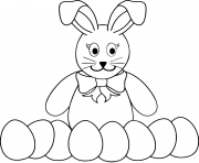 Coloriage lapin avec beaucoup de oeufs pour paques