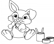 Coloriage lapin peinture des oeufs