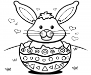 Coloriage lapin de paques oeufs coeurs