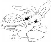 Coloriage lapin de paques avec un oeuf