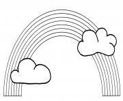 Coloriage arc en ciel avec nuage