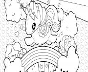 Coloriage licorne arc en ciel kawaii etoiles happy unicorn par artherapie