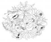 Coloriage nature fleurs ronde de fleurs