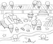 Coloriage nature plage creme glacee vacances