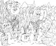 Coloriage nature jardin de legumes carottes