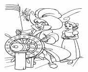 Coloriage peter pan aux commandes du bateau pirate