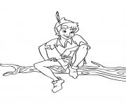 Coloriage peter pan sur un arbre