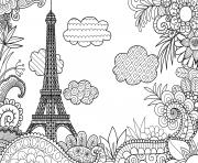 Coloriage ville de paris tour effeil france adulte