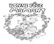 Coloriage bonne fete mama roses coeur fete des meres