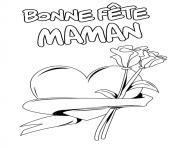 Coloriage bonne fete maman coeur roses