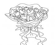 Coloriage bouquet de fleurs roses