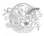 Coloriage adulte fleurs variees dans un panier