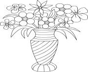 Coloriage bouquet de fleurs dans un pot