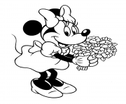 Coloriage Minnie Mouse bouquet de fleurs disney