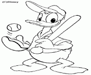 Coloriage donald joue au base ball Disney