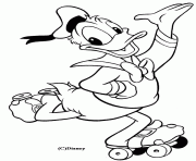 Coloriage Donald en roller Disney