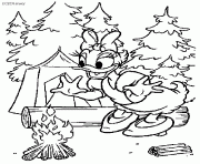 Coloriage Daisy fait du camping Disney