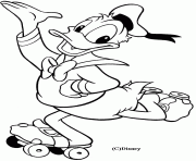 Coloriage Donald fait du roller Disney