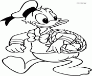 Coloriage Donald avec une corde Disney