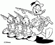 Coloriage donald et ses neveux reviennent de la peche Disney