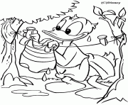 Coloriage Donald fait secher son linge Disney