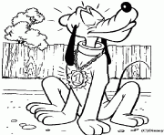 Coloriage pluto avec une medaille disney