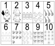 Coloriage chiffre 0 a 10 chiffre et formes maternelle