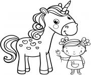 Coloriage licorne fille enfant