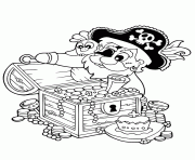 Coloriage pirate ouvre le tresor