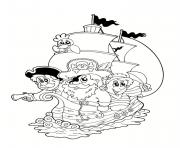 Coloriage des pirates dans un bateau en aventure