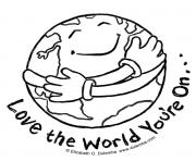 Coloriage earth day love the world youre on