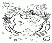 Coloriage jour de la terre avec tous les continents