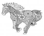 Coloriage cheval mandala adulte en course