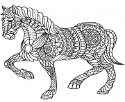 Coloriage cheval zentangle adulte