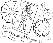 Coloriage plage bronsage en profitant du soleil