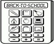 Coloriage calculatrice retour ecole