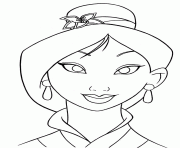 Coloriage visage de princesse mulan