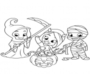 Coloriage enfants deguises pour halloween friandises