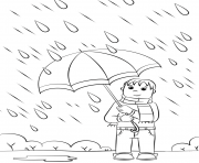 Coloriage rainy day automne