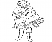 Coloriage automne girl fall