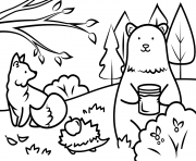 Coloriage automne animals fall