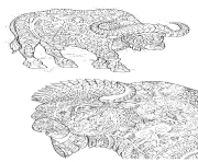 Coloriage adultes avec bisons antistress