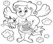 Coloriage cupidon joue de la musique