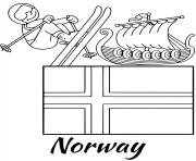 Coloriage norway drapeau skiing